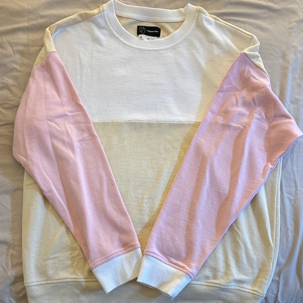 Original Use White Yellow and Pink Men’s Crewneck Sweater